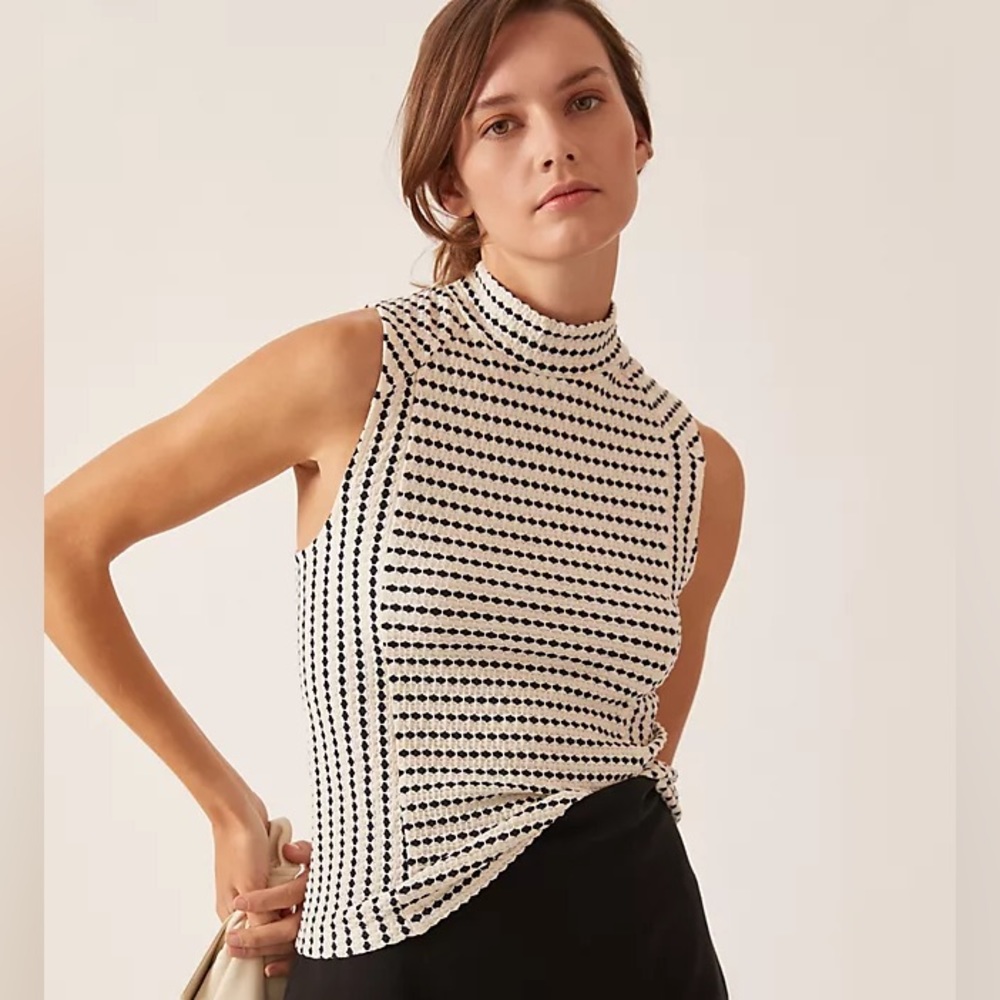 Maeve by Anthropologie Textured Stripe Mock Neck Tee